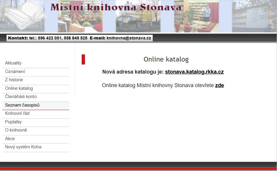Původní web: Místní knihovna Stonava